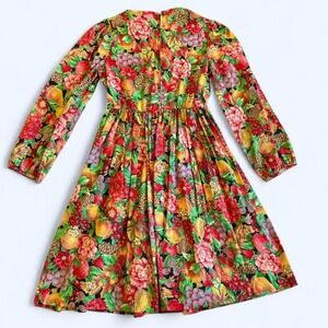 Vintage 70s Fruit Print A-line Dress